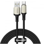 Baseus Cafule Cable Nylon Flätad USB - USB Type C-kabel VOOC Quick Charge 3.0 5 A 2 m - Svart (CATKLF-VB01)