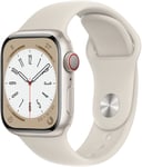 Apple Watch Series 8 GPS + Cell 41mm Starlight Sport Band Cream One Size