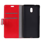 Flip Case for Nokia 3, Business Case with Card Slots, Leather Cover Wallet Case Kickstand Phone Cover Shockproof Case for Nokia 3 (Red)