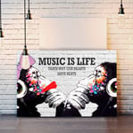 MONKEY DJ BANKSY MUSIC IS LIFE CANVAS STREET WALL ART PRINT ARTWORK GORILLA (XL 47in x 32in / 119cm x 81cm)