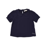 Copenhagen Colors Solid Kortärmad Blus Med Krage Navy | Blå | 116 cm
