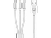 Swissten Textile 3-In-1 Cable 1.2M, 1,2 M, Usb A, Usb C/Micro-Usb B/Lightning, Silver