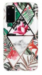 Samsung Galaxy S20 Skal Marmor Monstera Jungle Rosa Blomma