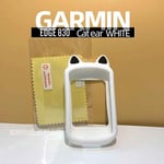 Garmin-Juste de protection en silicone avec oreilles de chat de dessin Animé,étui pour ordinateur de vélo GPS,film d'écran,EDGE 530,830 - Type 830 White cat ear