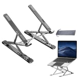 Bärbar Laptopställ för Skrivbord, Lättviktsaluminium Dubbellager Vikbart Höjd- & Vinkeljusterbart Ergonomiskt Gray