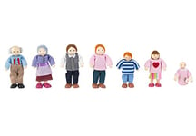 KidKraft Wooden Mini Doll Family Set of 7, Figures in Playset 12 cm/5 Inches Tall, Miniature Dolls for Any Dolls House, Kids' Toys, 65202
