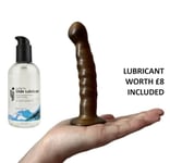 Anal Dildo 6.5 Inch Prostate Stimulation Ribbed Dildo Suction Base Gold £8 LUBE