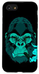Coque pour iPhone SE (2020) / 7 / 8 Cigar Smoking Mean Light Blue Gorilla pour les soirées entre hommes