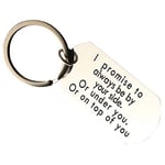 JK Home I Promise to Always be by Your Side Keychain Stainless Steel Keyring for Couples Her Him Valentine's Day Birthday Gifts Keyring for Men Women Husband Wife Boyfriend Girlfriend 1PC