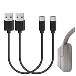 Geekria Type-C Headphones Short Charger Cable, Compatible with Sony WH-1000XM4 WH-1000XM3 WH-XB900N WH-XB910N WH-CH710N Charger, USB-A to USB-C Replacement Power Charging Cord (1ft / 30cm, 2 Pack)