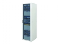 Intellinet Network Cabinet, Free Standing (Standard), 32U, Usable Depth 123 to 573mm/Width 703mm, Grey, Flatpack, Max 1500kg, Server Rack, IP20 rated, 19, Steel, Multi-Point Door Lock, One Lock Per Side Panel, Three Year Warranty - Rack skap - grå, RAL 7035 - 32U - 19