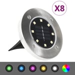 vidaXL solcellelamper 8 stk. LED-pærer RGB-farve