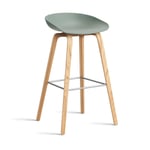 HAY About a Stool 32 High barstol lackerat ekstativ 2.0 Fall green-rostfritt stålstöd