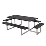 PLUS Picknickbord Basic med Extra Sittplatser Svart Plast 185813-25