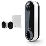 Arlo Ultra2 Smart Home Security Camera CCTV System and FREE Wireless Video Doorbell bundle, 2 Camera kit, white, With 90-day FREE trial Arlo Secure Plan