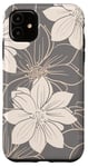 Coque pour iPhone 11 Motif floral gris et rose