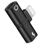 Lightning Adapter 2-in-1 - Kuulokkeet & Lataus - Musta