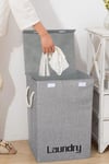 72L Laundry Baskets Foldable Waterproof Dirty Clothes Hamper Storage Box Organization with Lid 60cmH