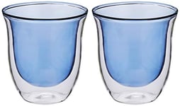 La Cafetière Core Double Wall Coffee Glasses, Borosilicate Glass, Blue, 190 ml, 2 Piece Glass Coffee Cup Set