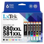 LxTek Compatible Cartouches d'encre Remplacement pour Canon 580 581 PGI-580 CLI-581 XXL pour Pixma TS8150 TS8151 TS8152 TS8250 TS8251 TS8252 TS9150 (PGBK Noir Cyan Magenta Jaune Photo Bleu, 6-Pack)