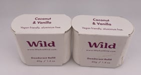 Wild - Natural Refillable Deodorant Coconut & Vanilla Refill Duo Pack