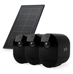 Arlo Pro4 Wireless Outdoor Home Security Camera, CCTV, 3 Camera system and FREE Arlo Solar Panel Charger bundle - Black, With Free Trial of Arlo Secure Plan