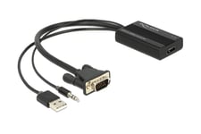 Delock VGA to HDMI Adapter with Audio - video / lyd adapter - HDMI / VGA - 25 cm