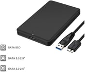 Boîtier Disque Dur, WOOSHOP USB 3.0 Boîtier Externe pour Disque Dur Externe 2.5'' SATA HDD SSD (7mm à 9.5mm), Haute Vitesse à 5Gbps, sans Outil, UASP Compatible