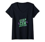 Womens Keep the sea plastic free Save The Planet Environment Ocean V-Neck T-Shirt