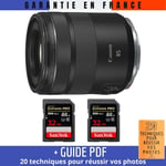 Canon RF 85mm f/2 Macro IS STM + 2 SanDisk 32GB UHS-II 300 MB/s + Guide PDF MCZ DIRECT '20 TECHNIQUES POUR RÉUSSIR VOS PHOTOS