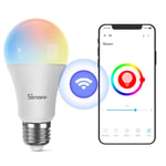 Smart Bulb, SONOFF Alexa WiFi Light Bulbs E27 9W, Dimmable RGB Color and Warm & Cool White Smart LED Bulbs Work with Alexa, Google Home, 2700K-6500K 806Lm, APP Remote Control, No Hub Required