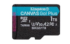 Kingston Canvas Go! Plus microSD memory card Class 10, UHS-I 1TB microSDXC 170R A2 U3 V30 Single Pack w/o ADP