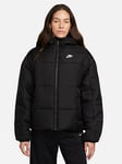Nike Womens Therma-FIT Essentials Puffer Jacket - Black/White, Black/White, Size L, Women
