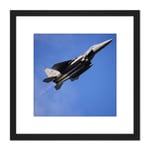 Military USA USAF Air Force F-15E Strike Eagle Aircraft Photo 8X8 Inch Square Wooden Framed Wall Art Print Picture with Mount