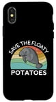 Coque pour iPhone X/XS Save The Floaty Potatoes Manatee Ocean Sea Chubby Retro Swim