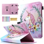 Universal 8.0 inch Tablet Case, AMOTIE Magnetic Closure Flip Stand Cover with Card/Cash Slots for iPad Mini/Galaxy Tab 8.0 Tablet/Amazon Kindle Fire HD HDX Other 8.0 Tablet, Unicorn Pink