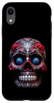 Coque pour iPhone XR Crâne en sucre Jour des morts Crâne Rouge et Noir Art