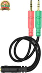 Headset and Microphone Splitter Cable for PC 3.5mm Jack Headphones Audio Adapte