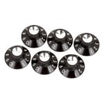 PURE VINTAGE BLACK/SILVER SKIRTED AMPLIFIER KNOBS, (6)