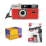 Agfaphoto Analog kamera 35mm Röd + Portra 800 + 2st AAA batterier