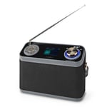 Nedis DAB+ Radio | Pöytämalli | DAB+ / FM | 2.4 " | Värinäyttö | Paristokäyttöinen / Verkkovirtakäyttöinen | Digitaalinen | 24 W | Bluetooth® | Kuulokkeiden lähtöliitäntä | Herätyskello | Uniajastus | IP20 | Kantokahva | Musta