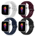 Runostrich Sport Band Compatible with Apple Watch Band 40mm 38mm, Soft Silicone Replacement Breathable Strap Compatible iWatch SE Series 6 5 4 3 2 1 (38mm/40mm, Black+Dark Blue+Dark Red+White)