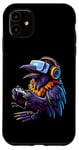 Coque pour iPhone 11 Crow Bird Gamer Casque de jeu vidéo