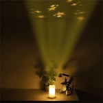 Flameless LED Pillar Candle Battery Operated with Star Projector Light Decor