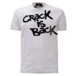 DSQUARED2 Cotton T-Shirt Crack is Back Logo Faux Leather Black White 12422