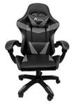 Racing 360 Reclining Swivel Gaming Chair Reclining PU Leather With Footrest & Massager- Grey