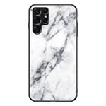 Samsung Galaxy S22 Ultra Skal Härdat Glas Vit Marmor