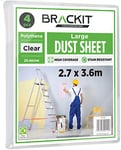 Brackit 4pc, Large Plastic Dust Sheets for Decorating - 3.6m x 2.7m (12ftx 9ft) - 20 Micron - Embossed White Plastic Sheets for Painting - Waterproof Plastic Sheets for Painting & Covering