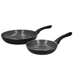 MasterClass Can-to-Pan Ceramic Eco Non-Stick Frying Pan Set, Made from 70 % Recycled Aluminium, 20 cm / 28 cm 2-Piece Set,Black