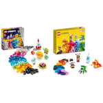 LEGO Classic Creative Space Planets Brick Box, Solar System Building Toys Featuring a Rocket Toy & Classic Creative Monsters, Construction Playset with 5 Mini Build Monster Toys, Bricks Box